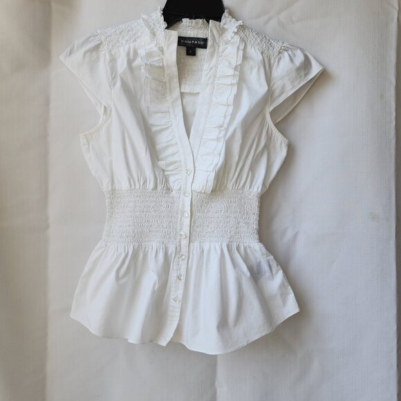 ✨Rampage Vintage White Ruffle Peplum Blouse Women's Size M Elegant Victorian Y2K - Picture 1 of 15
